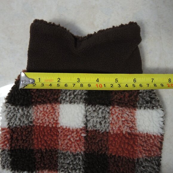Dog Thick Fleece Coat w/ Pockets Rust Red, Brown & Ivory Check Pattern Size S/M - Picture 12 of 14